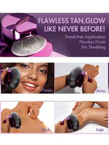 1pc Self Tanner Brush Kabuki Body Blender For Tanning Lotion Bronzer Foundation Makeup Application Vegan Soft Bristles - Purple - View 3