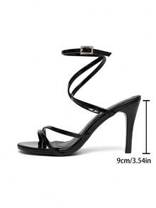 CUCCOO SZL Women's Fashion Rhinestone Ankle Strap Chunky Heel Platform High Heel Sandals, Suitable For Dates, Gatherings, Parties, Weddings And Other Occasions Prom Heels - Black 5 - View 9