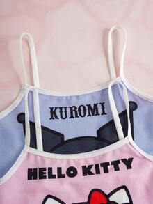 HELLO KITTY AND FRIENDS | SHEIN 少女卡通印花休闲内衣套装 - 粉色 - 查看 13