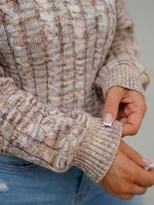 SAYEHFBABY 女士休闲圆领套头毛衣，秋冬 - 紅白色 - 查看 3