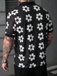 SLATEMANN 男士网眼印花 Polo 衫，时尚百搭，适合日常穿着 - 彩色 - 查看 3