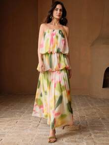 Anewsta 春夏新款雪纺印花多巴胺染色无袖连衣裙，度假海滩风 - 彩色 - 查看 6