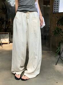 SHEIN K-Vae Thin White Harem Pants - White - View 6