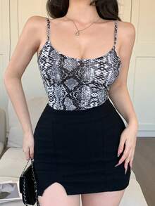 DAZY Women's Snake Skin Print Fitted Backless Camisole - Multicolor - View 4