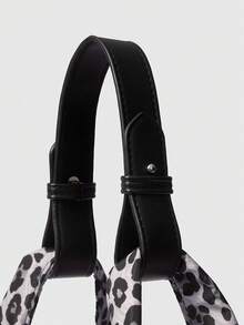 ROMWE Grunge Punk 女士手提包 - 黑色豹紋 - 查看 4