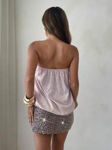 Aloruh 杏色3D立体花卉露背吊带背心，优雅性感，适合派对和外出穿着 - 杏色 - 查看 3