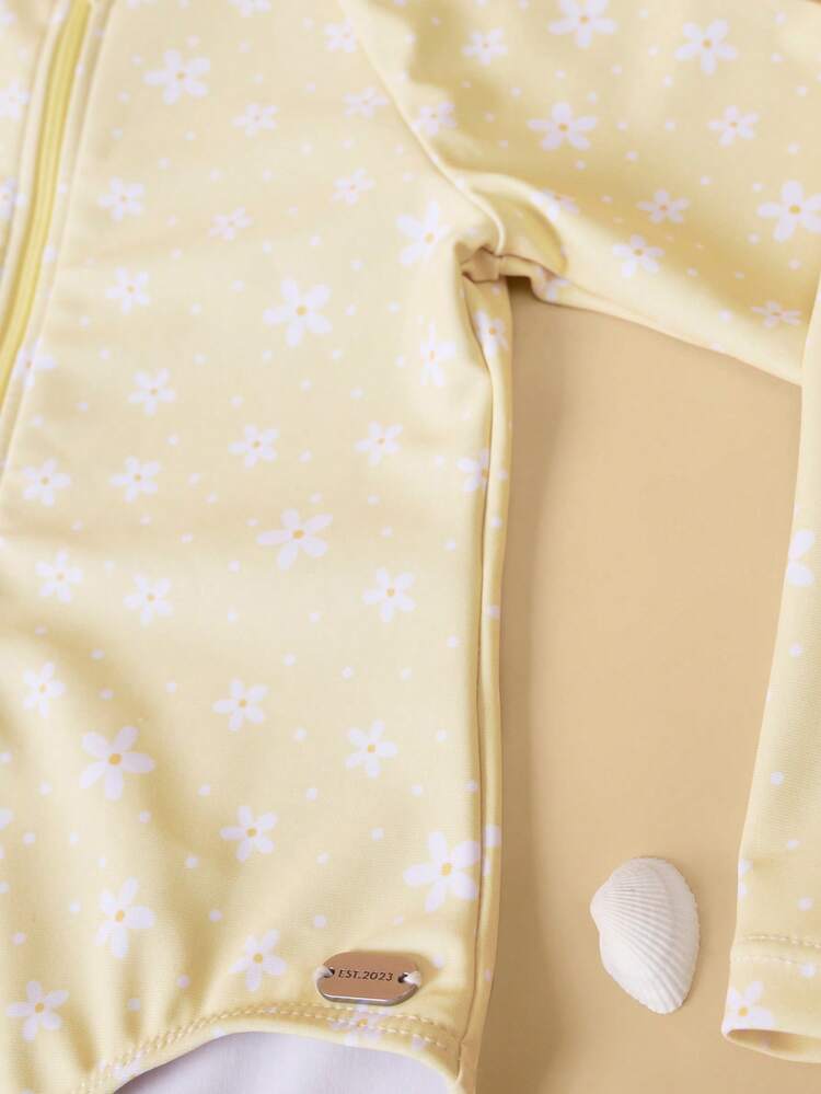 Long Sleeve Rash Guard With Floral Print