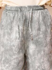 SUMWON Boys Relaxed Fit Wide Leg Tie Dye Jeans With Straight Leg Design And Casual Wash Finish For Everyday Wear - Army Green - View 6