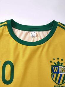 SHEIN Bolty青少年男童休闲简约短袖圆领T恤，适合夏季穿着 - 彩色 - 查看 9