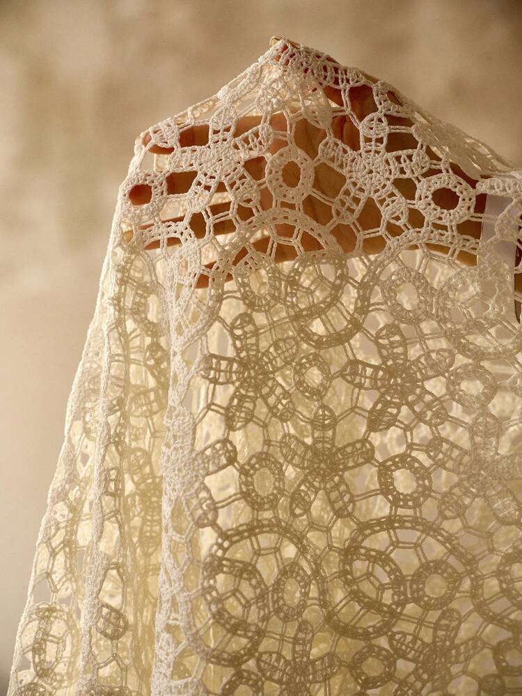 V-NECK METAL RING DECOR ROMANTIC ELEGANT FLARE SLEEVE BACKLESS SEE-THROUGH VACATION SWIMSUIT COVER UP MAXI DRESS