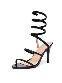 CUCCOO SZL Fashionable Crystal Ankle Strap Sexy High Heel Sandals, Suitable For Dates, Gatherings, Parties And Other Occasions Valentine's Day Spring Shoes Prom Heels Summer Shoes - Black - View 10