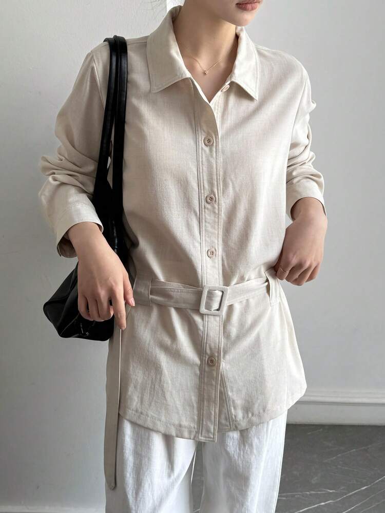 Women's Solid Color Lapel Single-Breasted Casual Versatile Daily Commute Long Sleeve Thin Blazer Summer