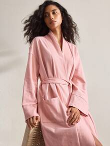 Ocili Soft & Comfortable Embroidered Women Loungewear Robe - Pink - View 7