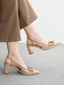 CUCCOO BIZCHIC Women's Chunky Heel Pointed Toe Comfortable Fashion Office & Party Shoes - Apricot - View 7