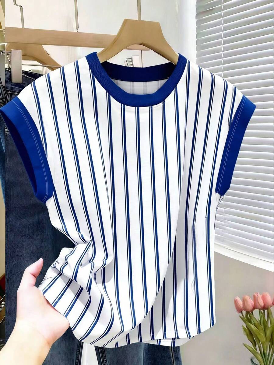 Resyla Áo thun nữ mùa hè tay raglan cổ tròn phối màu tương phản - Nhiều màu - Xem 1
