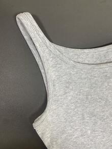 Glimmora Women's Casual Simple Gray Tank Top - Grey - View 3