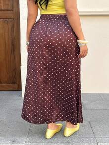 GalTyme Plus Size Casual & Commute Polka Dot Print Skirt - Multicolor - View 2