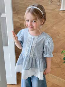 DAZY Girls Floral Print Shirt - Blue - View 1