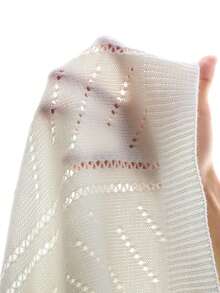 Manfinity Homme 男士白色镂空休闲百搭短袖针织衫，男士纹理衬衫，男士针织衫，男士钩针衬衫，夏季度假男士休闲白色套装，男士针织两件套，男士钩针上衣奶油色两件套，男士白色网眼衬衫，男士短袖针织衫，男士针织Polo衫，男士白色Polo衫，男士沙滩装，白色针织衫，女士夏季衬衫，男士度假装，男士两件套夏季度假装，男士沙滩装上衣 - 白色 - 查看 8