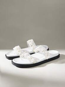Solecia Women's Double Buckle Thick Soled Sandals - White - View 3
