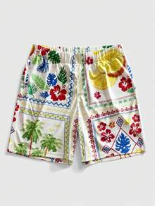ROMWE MEN Quần short nam kiểu Mỹ dáng rộng, thoải mái, phong cách retro. - trắng - Xem 1