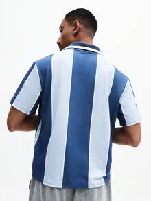 SUMWON Men Short Sleeve Slim Fit Vertical Striped Polo Shirt With Number 7 Print Chest Casual Button Down Collar Top Summer Spring Fashion - Multicolor - View 2