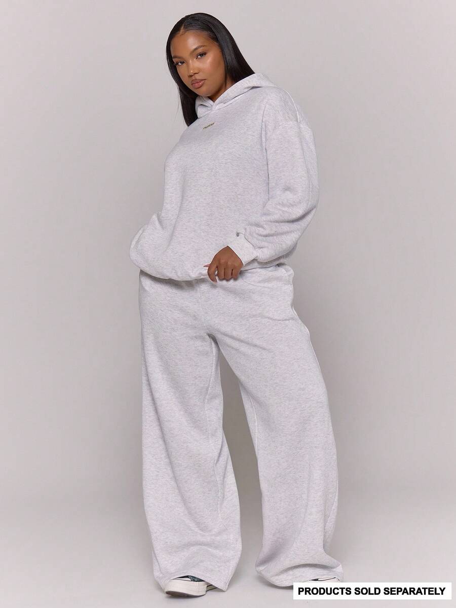 MUSERA Quần thể thao ống đứng cỡ lớn có logo thêu, quần jogger thoải mái hàng ngày, đồ cơ bản ấm áp cho kỳ nghỉ xuân. - Màu Xám nhạt - Xem 1