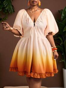 Truni Đầm/váy hè/váy ngắn dáng suông cổ chữ V sâu, tay phồng, màu ombre sang trọng dành cho nữ cỡ lớn, thích hợp cho kỳ nghỉ, tiệc trà chiều, mùa cưới, du thuyền biển, du lịch tự lái trong thành phố, kỳ nghỉ phong cách bohemian, lễ hội âm nhạc, trang phục đi biển, lễ Phục sinh, thanh lịch, trang phục đi nghỉ mát, trang phục đi xem hòa nhạc, trang phục nghỉ mát nhiệt đới, phong cách bohemian, đầm babydoll cỡ lớn mùa xuân/hè/thu, đầm hoàng hôn, đầm xếp nếp kiểu cổ tích, trang phục dự tiệc brunch, trang phục màu hoàng hôn, đầm ombre mùa hè màu tequila sunrise, dành cho dáng người quả lê và tam giác. - Nhiều màu - Xem 6