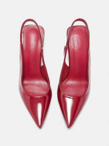 CUCCOO CURVES Sapatos femininos de bico fino em verniz bordô, com design vibrante, versáteis e modernos para o dia a dia. Sapatos de salto alto. - Borgonha - Ver 10