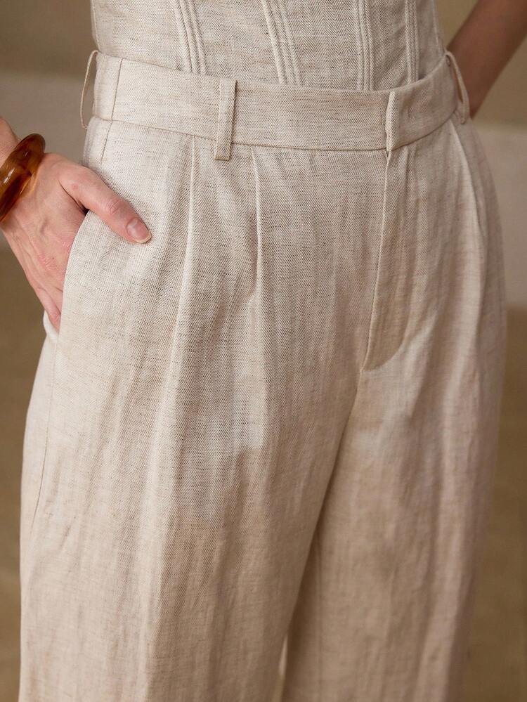 WOMEN'S LINEN BLEND COMFORTABLE CASUAL FLARE SUIT PANTS, SPRING/SUMMER