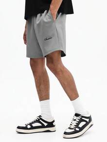 SUMWON Pantaloncini verdi salvia di media lunghezza in neoprene con tasche laterali e vita elastica, per uso casual estivo - Grigio - Visualizzare 1