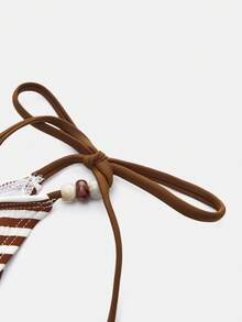 Maija Women's Striped Bikini Set For Beach Vacation - Brown - View 7