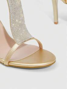 CUCCOO SZL Women's Rhinestone Buckle Design Fashion High Heel Sandals For Party Occasions Spring Shoes - Gold - View 2