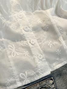 Sweetra 女士时尚高街风度假复古优雅简约修身蝴蝶结衬衫，春夏款 - 白色 - 查看 7