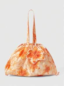 ROMWE Fairycore 1796052 女士时尚印花图案防水大容量手提包 - 橘色 - 查看 8