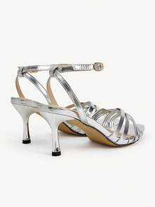 CUCCOO CHICEST Classic Simple Fashion Sexy High Heel Sandals Strap Combination Banquet Party Prom High Heel Sandals - Silver - View 10