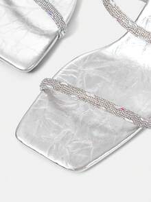 CUCCOO HITCHD Women's Elegant Square Toe High Heel Sandals, Summer Wedding Shoes - Silver - View 10