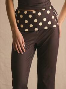 MUSERA Polka Dot Waistband Flared Trousers Only Spring Summer Cosy Cute Daily Girly Vacation Sunlight Social - Multicolor - View 5