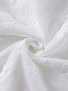 SHEIN Tall Áo kiểu nữ tay cánh hoa, màu trơn, thích hợp cho kỳ nghỉ, phong cách thường ngày, thêu hoa. - trắng - Xem 6