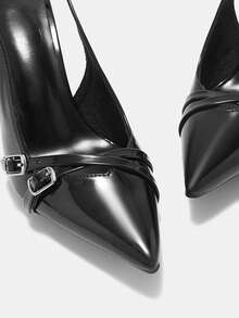 CUCCOO CURVES Zapatos de mujer, diseño de hebilla puntiaguda, zapatos de tacón alto versátiles y de moda para uso diario - Negro - Ver 8