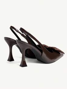CUCCOO CHICEST Women's High Heels Pointed 9CM Elegant Stiletto Shoes Back Strap Easy To Wear PU Leather Mirror Large Buckle Square Flower Rose Applique High Heels Women's Brown High Heels Sexy Wine Glass And Versatile For Daily/Party/Christmas/Thanksgiving Valentine's Day Dating/Party/Professional Shoes Work Shoes Outside Women's Shoes Wedding Shoes Spring Shoes Bride Shoes - Brown - View 6