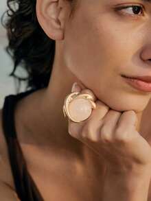 Opalesca Anillo de resina con cuerda elástica de oro mate - Oro tonto - Ver 1