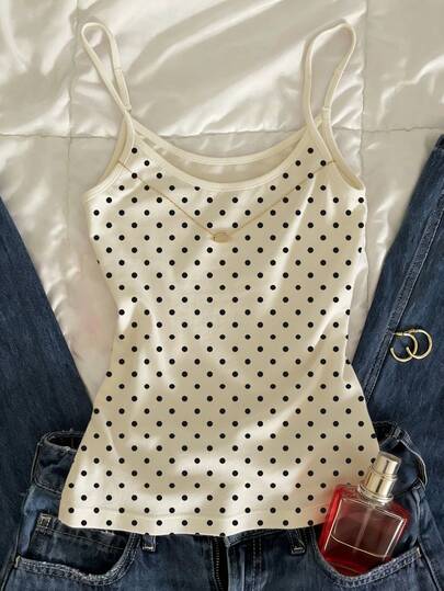 Glimmora Casual Versatile Polka Dot Print Camisole For Summer