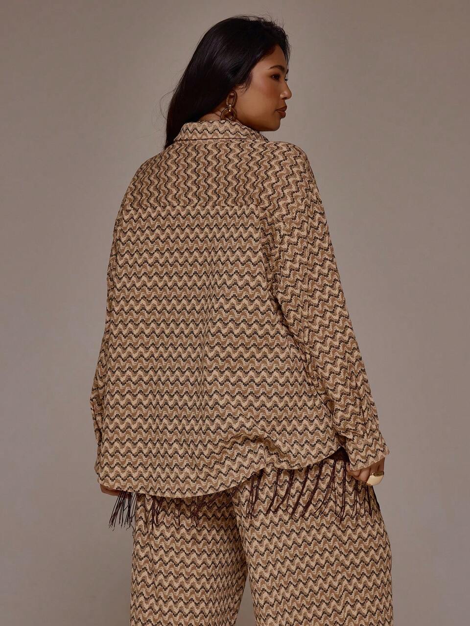 Curve Crochet Striped Button Down Long Sleeve Shirt Spring Summer Vacation Beach Elegant Ibiza Festival Holiday Tajine