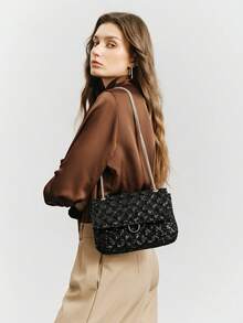 SHECARRY Túi đeo chéo vai, đính sequin và chần bông, thích hợp cho các bữa tối và tiệc tùng. - màu đen - Xem 9