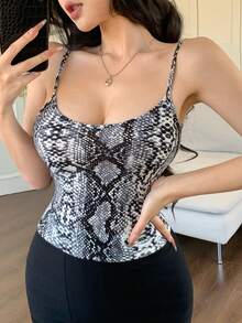 DAZY Women's Snake Skin Print Fitted Backless Camisole - Multicolor - View 8