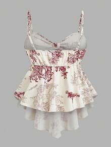 EMERY ROSE Women's Textured Print Fitted Camisole, Elegant For Vacation, Commute And Everyday Wear - Red - View 2