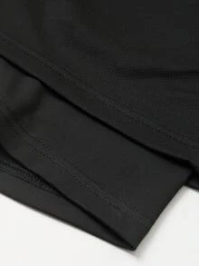 GymBeat 男士休闲印花抽绳二合一运动短裤 - 黑色 - 查看 5