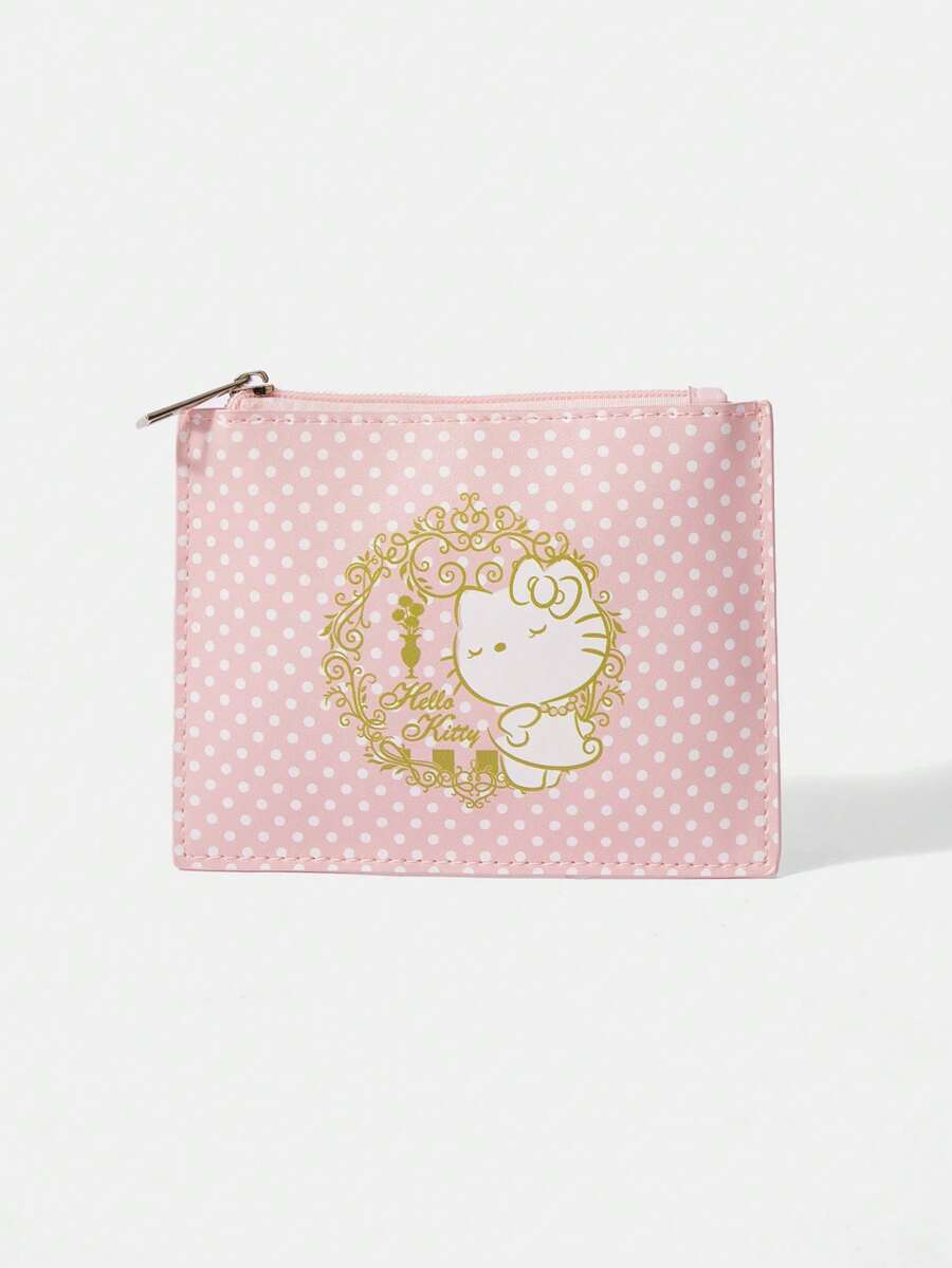 HELLO KITTY AND FRIENDS | SHEIN 一款时尚便携的粉色波点印花零钱包。 - 粉色A - 查看 1