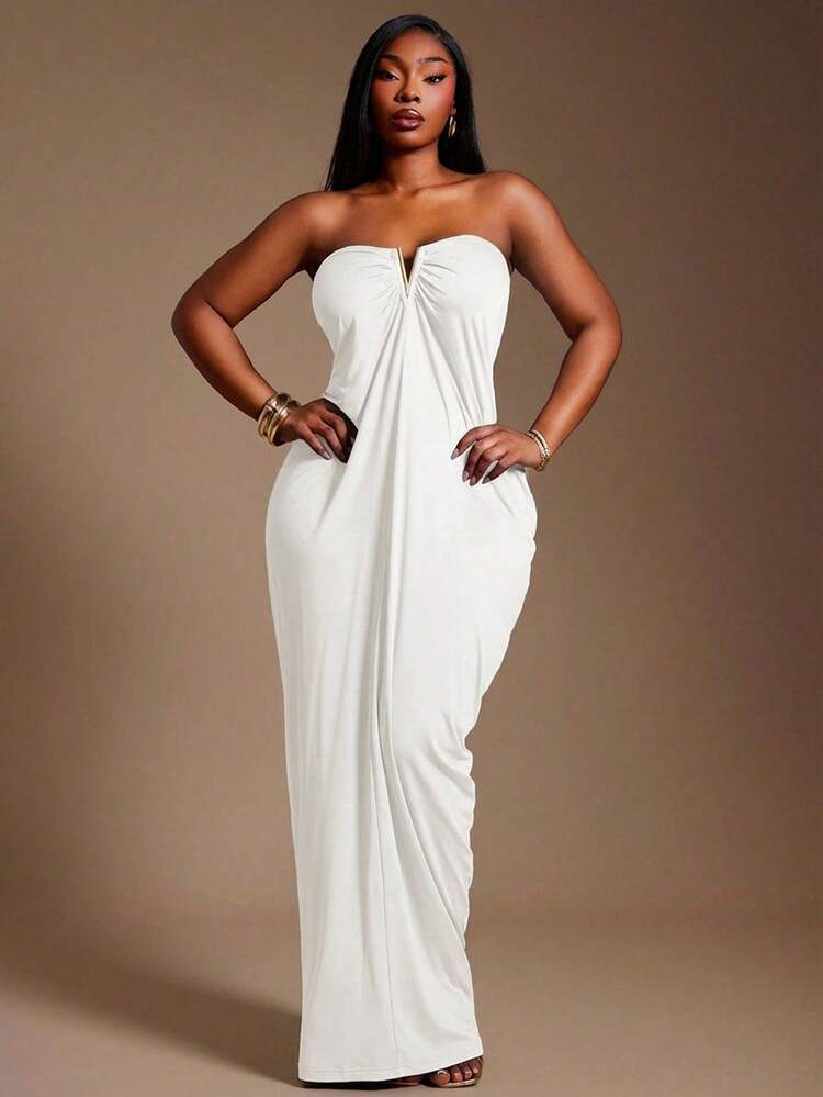 curvy white dress Runwind Plus Size for Women Cocktail Wedding Guest Fit and Flare A-Line Swing Casual Midi White Dresses XL at Amazon Women's Clothing store Katherine is 5 5 and is modeling a 1X at 28 weeks pregnant (normally wears an XL or 14/16 with a 38G bust) and this dress still fits her conformably White Plus Size Dresses for